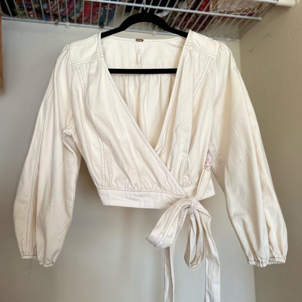 Free People Cropped Canvas Wrap Top
